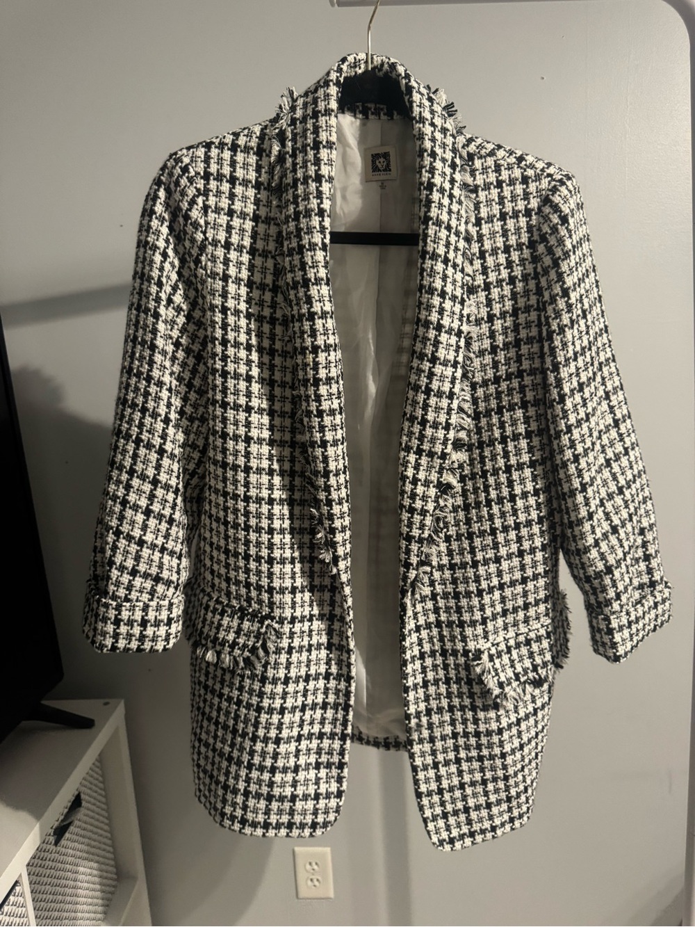 Anne Klein Black and White Houndstooth Blazer